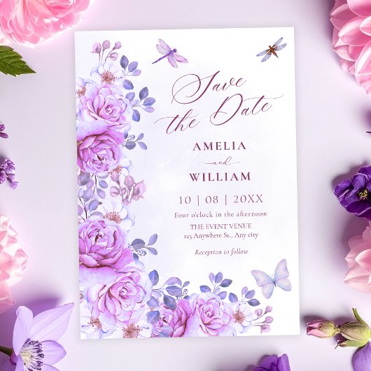Save The Date Fleurs libellule