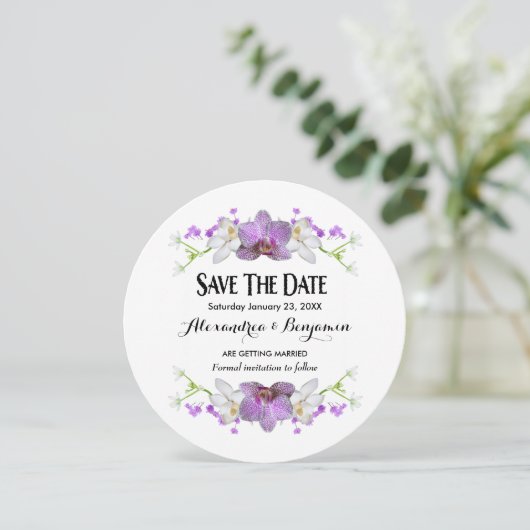 Save The Date Fleurs Lilac Botaniques Aquarelle Enregistrer La D (Debout devant)