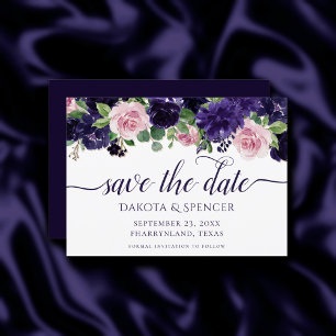 Save The Date Fleurs luxuriantes Garland de rose violet et ros