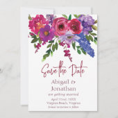 Save The Date Fleurs magenta et violet Mariage floral (Devant)