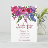 Save The Date Fleurs magenta et violet Mariage floral (Debout devant)