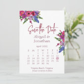 Save The Date Fleurs magenta et violet Mariage floral (Debout devant)