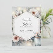 Save The Date Fleurs magiques Mason Jar Mariage (Debout devant)