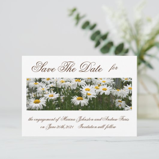 Save The Date Fleurs marguerites enregistrer l'invitation de dat (Debout devant)