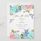 Save The Date Fleurs mariage oiseau (Devant)
