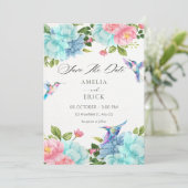 Save The Date Fleurs mariage oiseau (Debout devant)