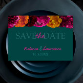 Save The Date Fleurs modernes rose vert jaune