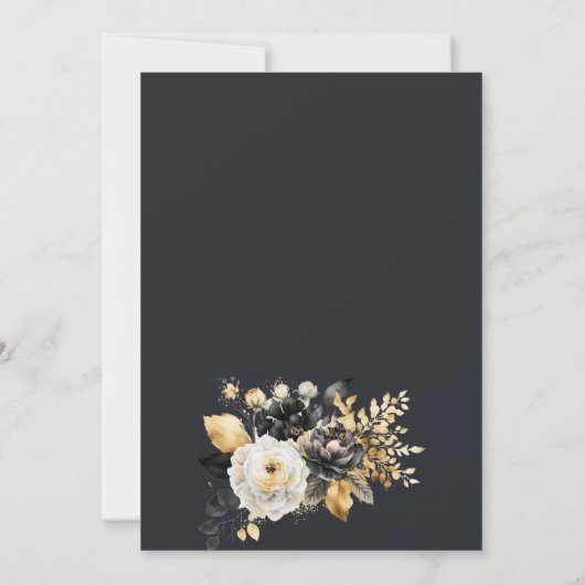 Save The Date Fleurs Noir Or Blanc Enregistrer La Date (Dos)