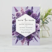 Save The Date Fleurs numériques Mariage floral violet (Debout devant)