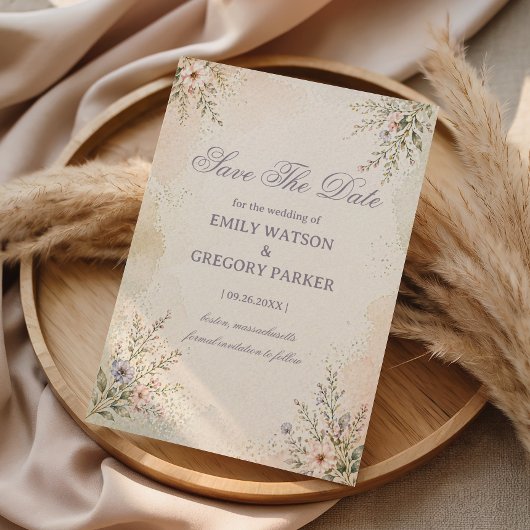 Save The Date Fleurs pastel doux