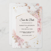 Save The Date Fleurs pastel rose élégant | Moderne (Devant / Derrière)