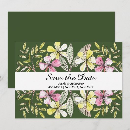 Save The Date fleurs peintes à la main (Devant / Derrière)