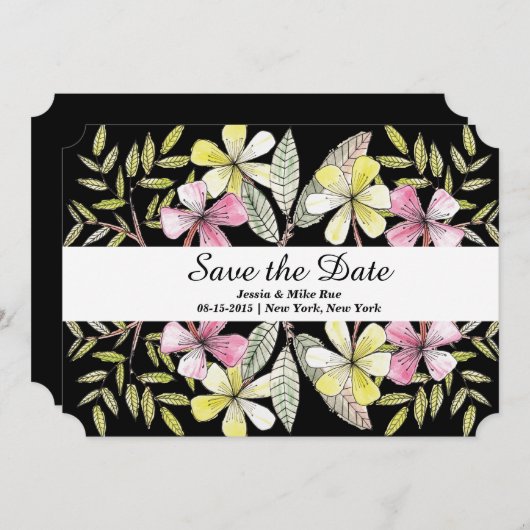 Save The Date fleurs peintes à la main (Devant / Derrière)