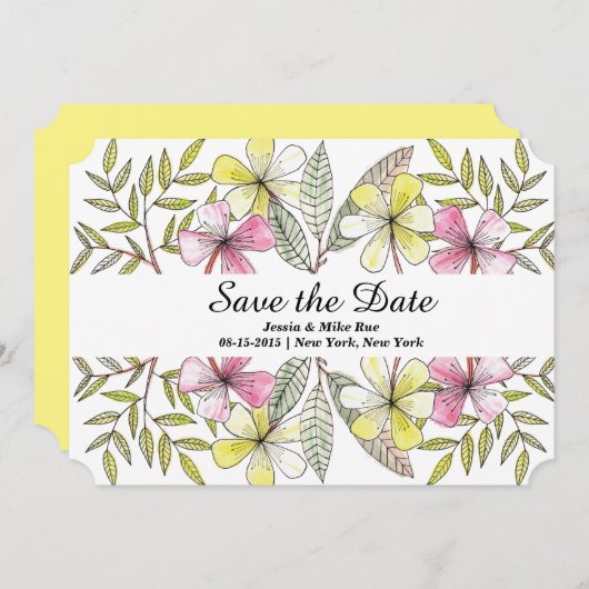 Save The Date fleurs peintes à la main (Devant / Derrière)