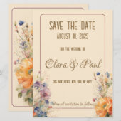 Save The Date Fleurs printanières (Devant / Derrière)
