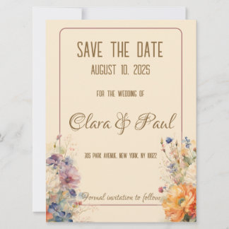 Save The Date Fleurs printanières