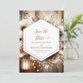 Save The Date Fleurs romance mariage rustique (Debout devant)