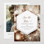 Save The Date Fleurs romance mariage rustique (Devant / Derrière)