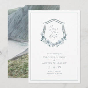 Save The Date Fleurs Romantiques Bleues Photo Enregistrer la Dat