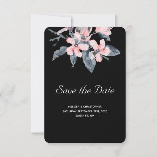 Save The Date Fleurs rose et gris Mariage Aquarelle classique (Devant)