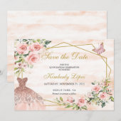 Save The Date Fleurs Rose Pâle Enregistrer la Date (Devant / Derrière)