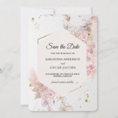 Save The Date Fleurs rose pastel élégant | Moderne (Devant)