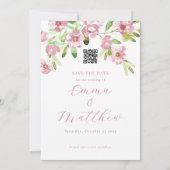 Save The Date Fleurs Rose Rouge Script Romantique Photo Arch (Dos)