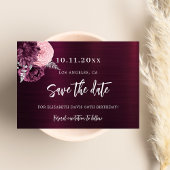 Save The Date Fleurs roses bordeaux 50e anniversaire