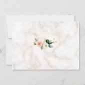 Save The Date Fleurs Roses Élégantes Cadre Doré Mariage Marbre (Dos)