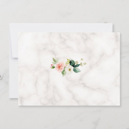 Save The Date Fleurs Roses Élégantes Cadre Doré Mariage Marbre (Dos)