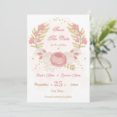 Save The Date fleurs roses et blanches or botanique (Debout devant)