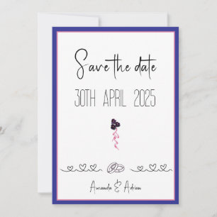 Save The Date Fleurs roses et violettes