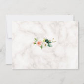 Save The Date Fleurs Roses Luxe Cadre Doré Mariage Marbre (Dos)