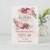 Save The Date fleurs roses vert feuille botanique (Debout devant)