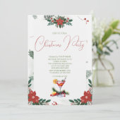 Save The Date Fleurs rouges Fruits Boissons Noël Fête (Debout devant)