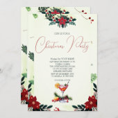 Save The Date Fleurs rouges Fruits Boissons Noël Fête (Devant / Derrière)