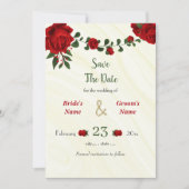 Save The Date fleurs rouges vert feuilles (Devant)