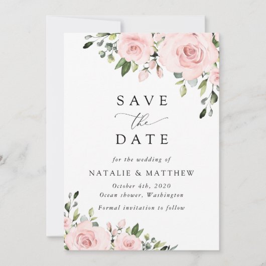 Save The Date Fleurs rousses, Fleurs roses, Boho, Mariage (Devant)