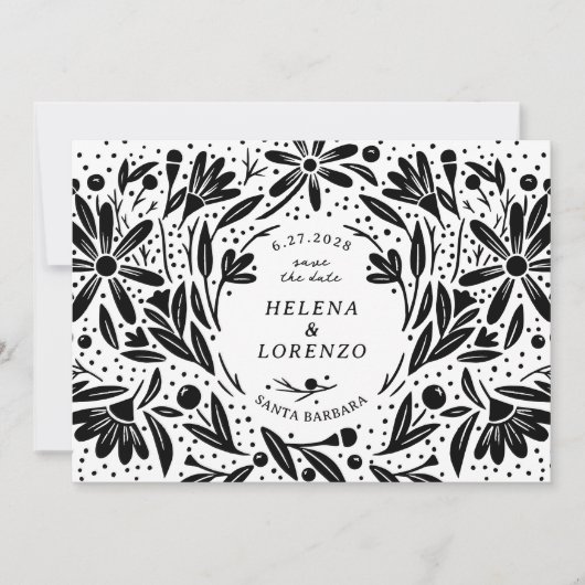 Save The Date Fleurs rustiques découpées en papier (Devant)