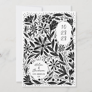 Save The Date Fleurs rustiques découpées en papier