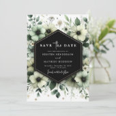 Save The Date Fleurs rustiques simples Mariage vert Sage (Debout devant)