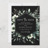 Save The Date Fleurs rustiques uniques Mariage vert Sage (Devant)
