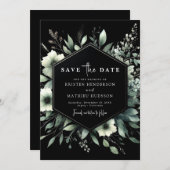 Save The Date Fleurs rustiques uniques Mariage vert Sage (Devant / Derrière)