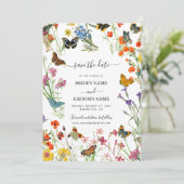 Save The Date Fleurs Sauvages Aquarelle Papillons Mariage Floral (Debout devant)