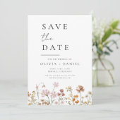 Save The Date Fleurs sauvages Boho Enregistrer la date minimalis (Debout devant)