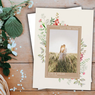 Save The Date Fleurs Sauvages Boho Photo De Mariage Botanique En