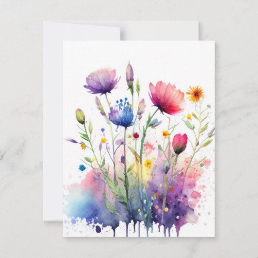 Save The Date Fleurs sauvages d'aquarelle mariage Enregistrer la (Dos)