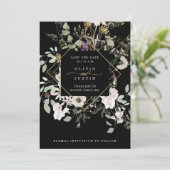 Save The Date Fleurs sauvages de minuit | Géométrique noire (Debout devant)