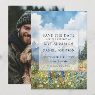 Save The Date Fleurs Sauvages de Montagne Photo de Prairie Fleur