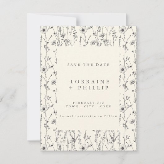 Save The Date Fleurs sauvages délicates motif sans couture maria (Devant)